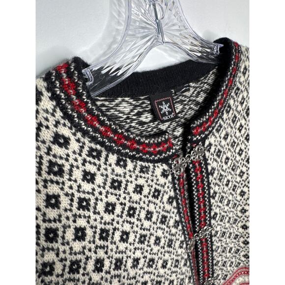 Vintage SKYR Norway Wool Cardigan Nordic Pewter Clasp Selbu snowflake medium - Picture 10 of 13